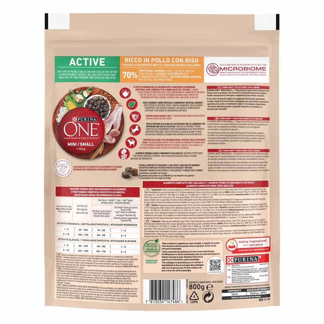 Ra o seca C es para C o Pequeno Active Frango PURINA ONE