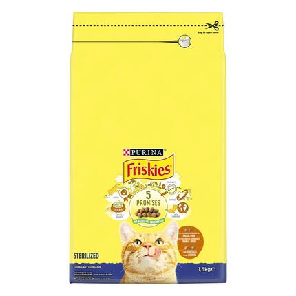 7613035799806, 7613035800281, 7613035799837 FRISKIES Esterilizado Frango e Peru - Gato Seco