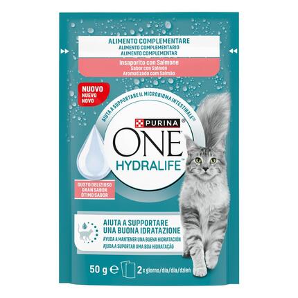 PURINA® ONE® HYDRALIFE™ Alimento complementar para gatos adultos aromatizado com salmão