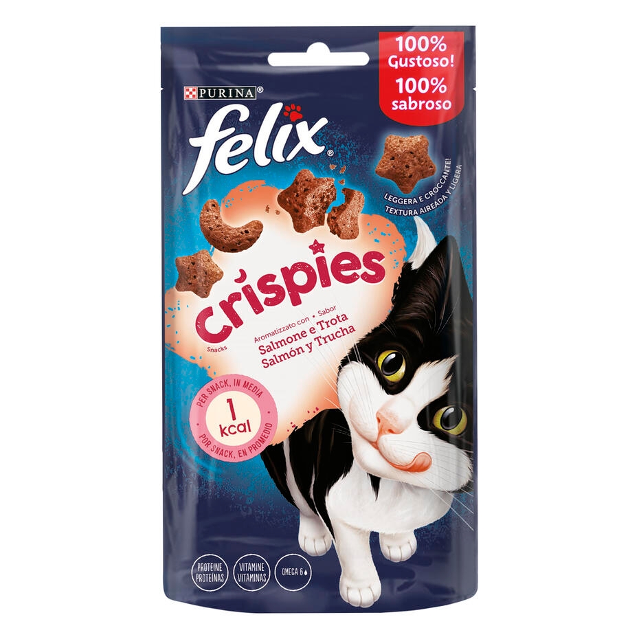Felix Crispies Snacks Aromatizado com Salmão e Truta