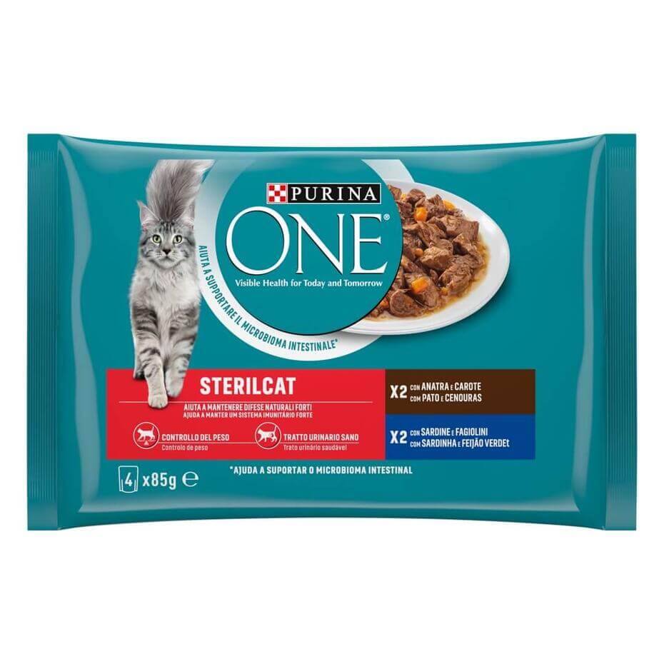 PURINA ONE Sterilcat Receitas em Molho - Pato - Sardinha