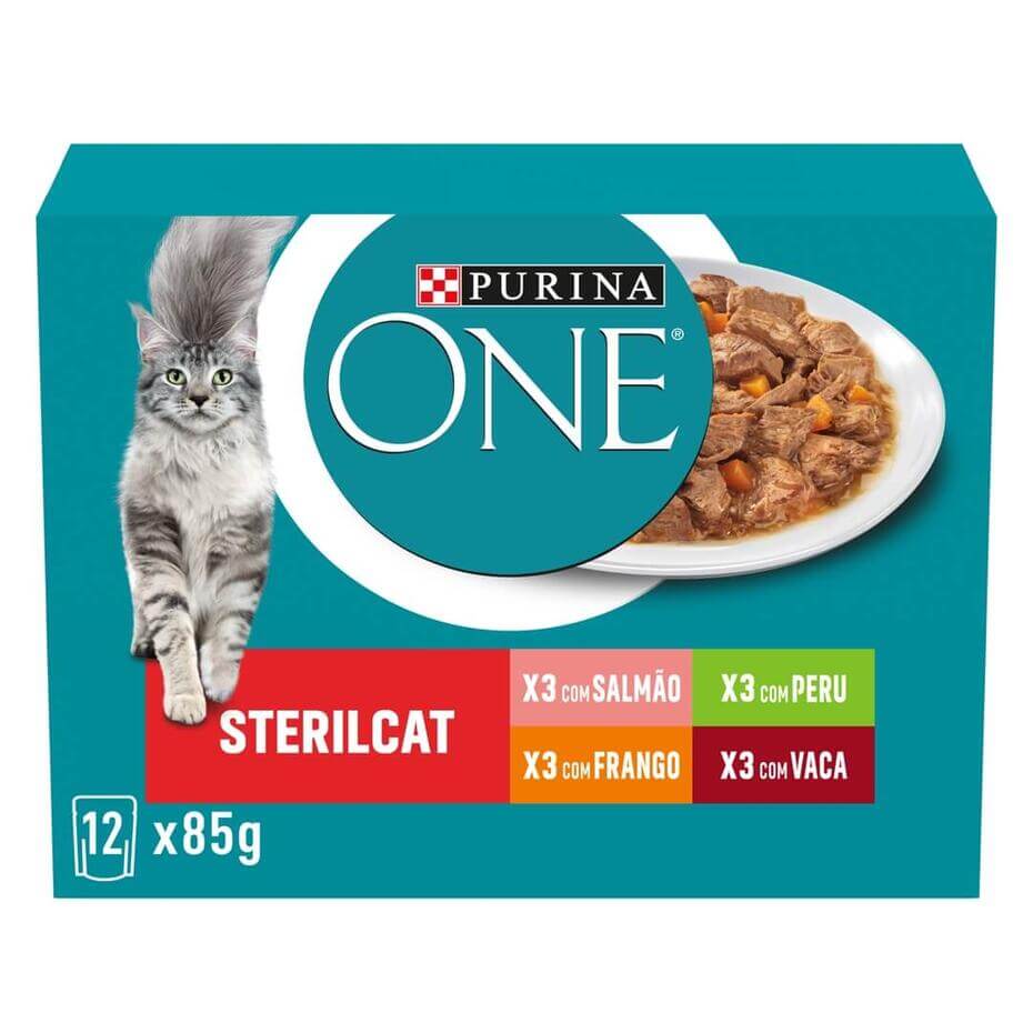 PURINA ONE Sterilcat Receitas em Molho - Salmão - Peru - Frango - Vaca