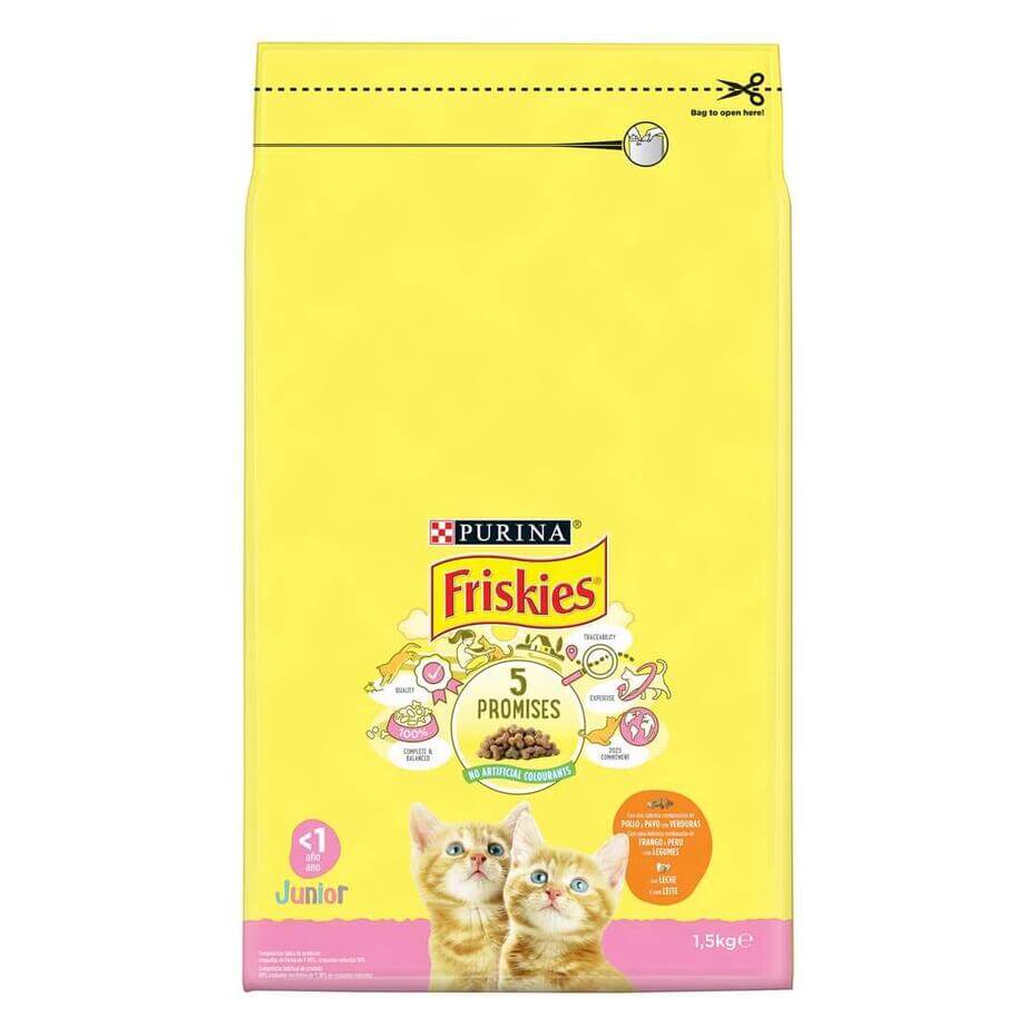 3010470158047, 8410168195562, 7613034394873 FRISKIES JUNIOR Frango com Leite - Gato Seco