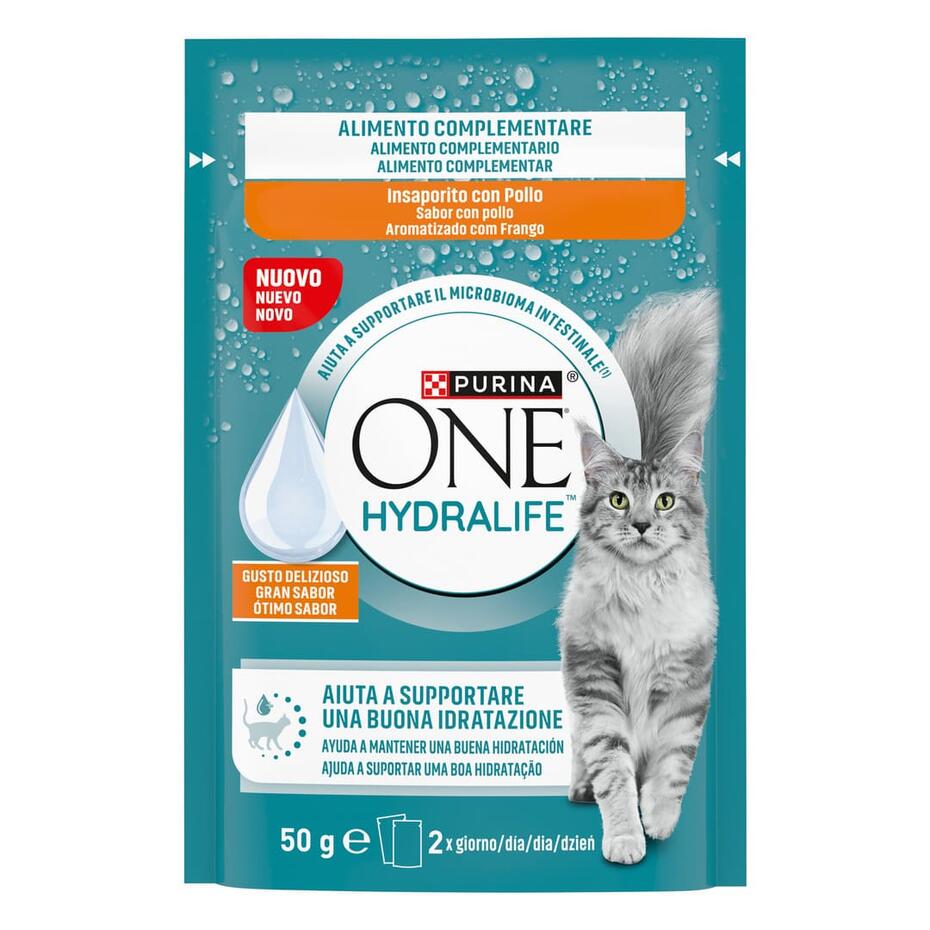 PURINA® ONE® HYDRALIFE™ Alimento complementar para gatos adultos aromatizado com frango