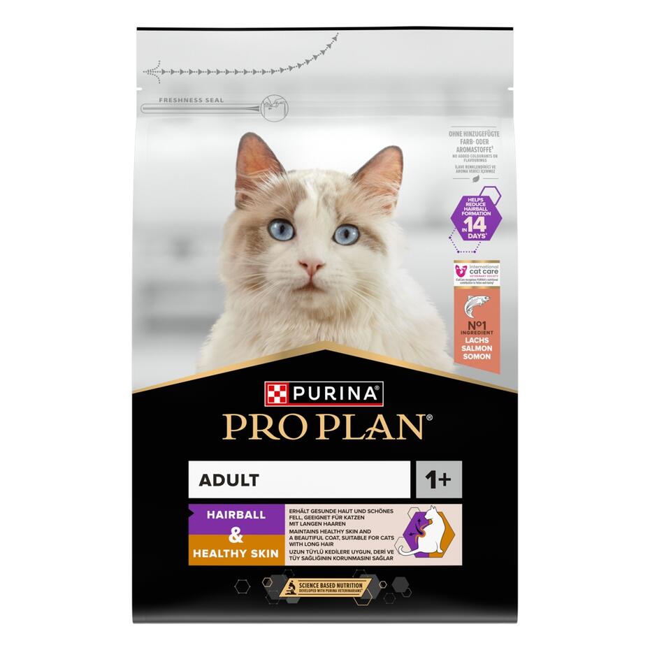 PRO PLAN Adulto 1+ HAIRBALL & HEALTHY SKIN Rico em Salmão