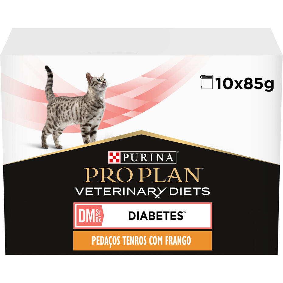 PRO PLAN VETERINARY DIETS Feline DM St/Ox Diabetes Management Saquetas com frango