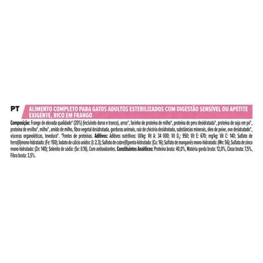 PRO PLAN Esterilizado Adulto 1+ DELICATE DIGESTION | DIGESTÃO DELICADA Rico em Frango