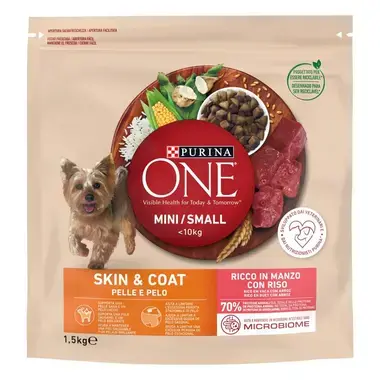 PURINA ONE Mini/Small Especial Pele e Pelo - Rico em Vaca
