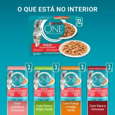 PURINA ONE Sterilcat Receitas em Molho - Salmão - Peru - Frango - Vaca