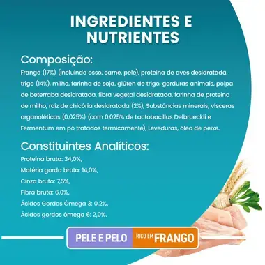 PURINA ONE Pele e Pelo - Rico em Frango e Cereais Integrais