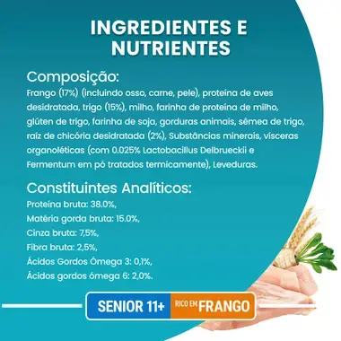 PURINA ONE Senior 11+, Rico em Frango e Cereais Integrais