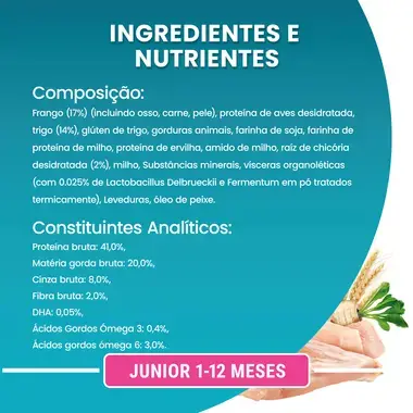 PURINA ONE Junior 1-12 meses - Rico em Frango com Cereais Integrais