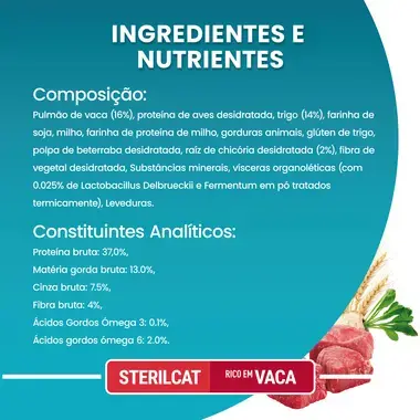 PURINA ONE Sterilcat - Rico em Vaca e Cereais Integrais