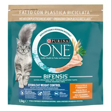 PURINA ONE Sterilcat Controlo de Peso - Rico em Frango e Cereais Integrais