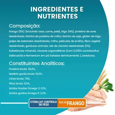 PURINA ONE Sterilcat Controlo de Peso - Rico em Frango e Cereais Integrais