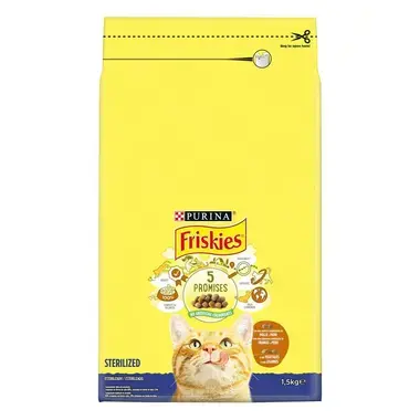 7613035799806, 7613035800281, 7613035799837 FRISKIES Esterilizado Frango e Peru - Gato Seco