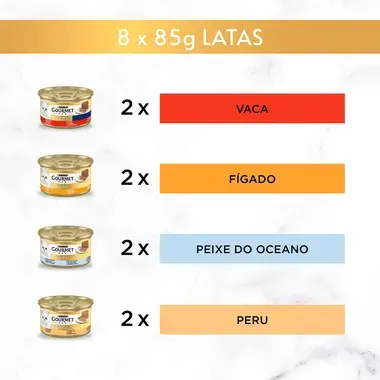 GOURMET Gold Mousse com Vaca, com Fígado, com Peixe do Oceano, com Peru