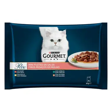 GOURMET Perle Finos Pedaços em Molho - Vaca, Frango, Coelho e Salmão