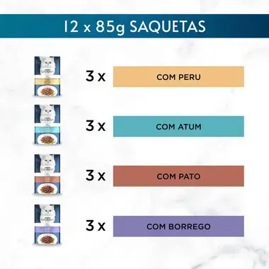 GOURMET Perle Finos Pedaços em Gelatina - Peru, Atum, Pato e Borrego