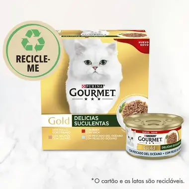 GOURMET GOLD Delícias Suculentas - com Peixe do Oceano, com Frango, com Salmão, com Vaca