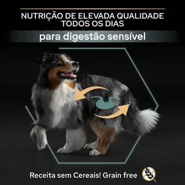 PRO PLAN Cão Adulto Porte Médio e Grande Digestão Sensível Grain Free Rico em Peru