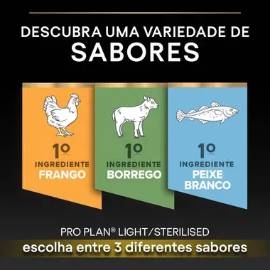 PRO PLAN All Size Adult Light / Sterilised Rico em Peixe Branco