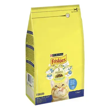 7613033477355, 7613287136527 FRISKIES Esterilizado Salmão e Atum - Gato Seco
