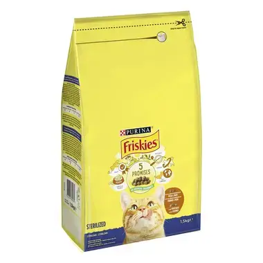 7613035799806, 7613035800281, 7613035799837 FRISKIES Esterilizado Frango e Peru - Gato Seco