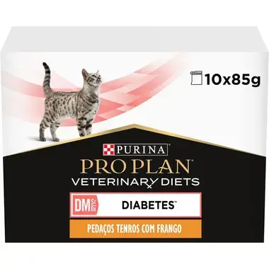 8445290046048 PRO PLAN VETERINARY DIETS Feline DM St/Ox Diabetes Management Saquetas com frango