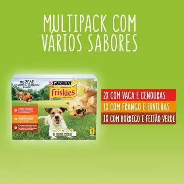 7613036207317, 7613037203240 FRISKIES Gelatina Frango Vaca Borrego - Húmido Cão