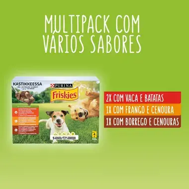 7613035808294, 7613035808751, 7613037013245 FRISKIES Molho Vaca, Frango e Borrego - Húmido Cão