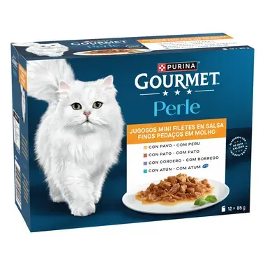 GOURMETTM Perle Finos Pedaços em Molho - Peru, Atum, Pato, Borrego