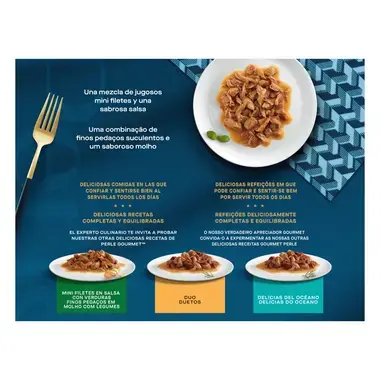 GOURMETTM Perle Finos Pedaços em Molho - Peru, Atum, Pato, Borrego