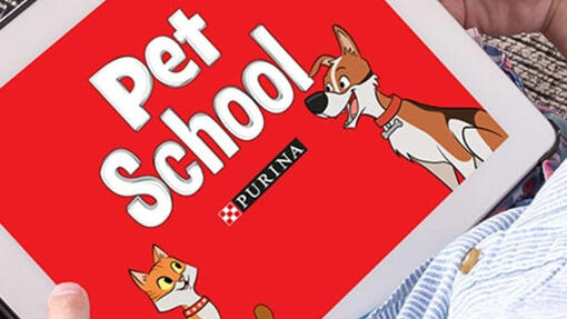 Logo da escola de animais de estimação Purina