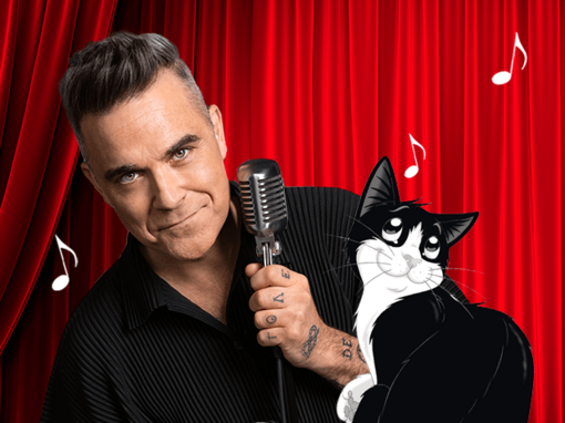 Felix e Robbie juntos com microfone