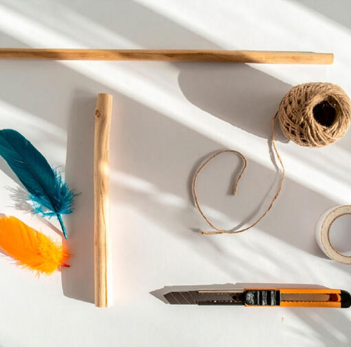 Varinha de penas DIY: Materiais